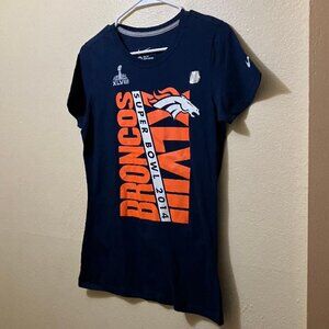 New Nike Womens Navy Blue/Orange Denver Broncos Football Slim Fit T-Shirt Medium